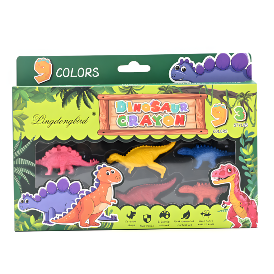 Dinosaur Shaped Crayon Set 9 Colors